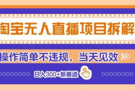 淘寶無人直播項(xiàng)目拆解，操作簡單不違規(guī)，當(dāng)天見效 日入300+新賽道