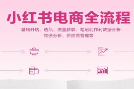 小紅書電商全流程，基礎(chǔ)開店、選品、流量獲取、筆記創(chuàng)作到數(shù)據(jù)分析、供應(yīng)商管理等