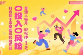 一休抖音快手零基礎(chǔ)玩轉(zhuǎn)短視頻，0投入0風(fēng)險，普通人每月輕松掙1W