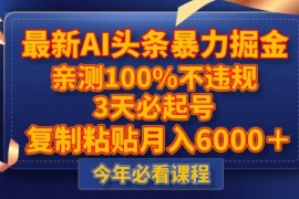 新版AI頭條暴力掘金，三天必起號(hào)，不違規(guī)0封號(hào)，粘貼月入5000＋