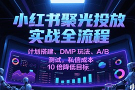 小紅書聚光投放實(shí)戰(zhàn)全流程，計(jì)劃搭建、DMP玩法、A/B測試，私信成本10倍降低目標(biāo)