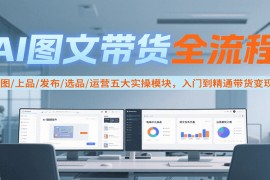 AI圖文帶貨全流程，制圖/上品/發(fā)布/選品/運(yùn)營五大實(shí)操模塊，入門到精通帶貨變現(xiàn)
