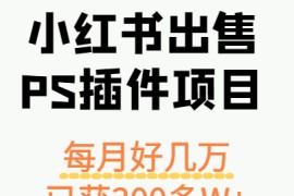 小紅書出售PS插件項(xiàng)目，每月都收入好幾萬，長期操作已獲利300多W+