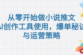 從零開始做小說推文，AI創(chuàng)作工具使用，爆單秘訣與運(yùn)營策略