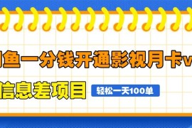 閑魚(yú)一分錢(qián)開(kāi)通影視月卡vip信息差項(xiàng)目，自由定價(jià)、輕松一天100單