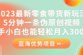 2023最新零食帶貨新玩法，5分鐘一條偽原創(chuàng)視頻，新手小白也能輕松月入3000+【揭秘】