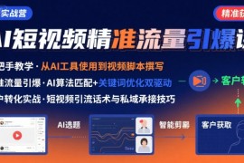 AI+短視頻引爆精準(zhǔn)客戶實戰(zhàn)營，手把手教你引爆Ai短視頻精準(zhǔn)流量