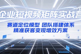 企業(yè)短視頻矩陣實(shí)戰(zhàn)營(yíng)：賽道定位模型+團(tuán)隊(duì)搭建體系+精準(zhǔn)獲客變現(xiàn)增效方案
