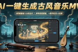 AI一鍵生成古風(fēng)音樂MV，0剪輯基礎(chǔ)1小時(shí)出片，多種變現(xiàn)渠道，一部手機(jī)月入5位數(shù)