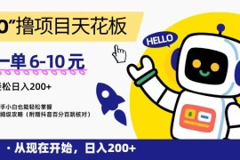 “0”擼項目天花板，一單6-10元，日入200+，新手小白也能輕松掌握，保姆級教程