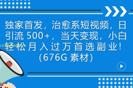 依靠治愈類型短視頻，日引流500+當天變現(xiàn)小白月入過萬（附676G素材）