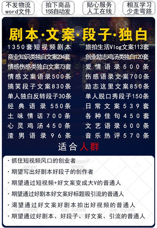 10000條抖音短視頻文案庫(kù)-VIP免費(fèi)用 工具軟件