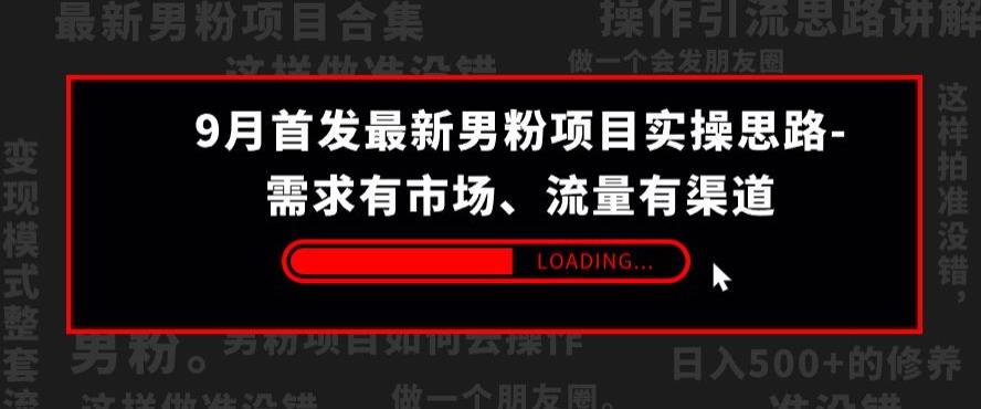 9月首發(fā)最新男粉項(xiàng)目實(shí)操思路-需求有市場(chǎng)，流量有渠道【揭秘】 項(xiàng)目分享