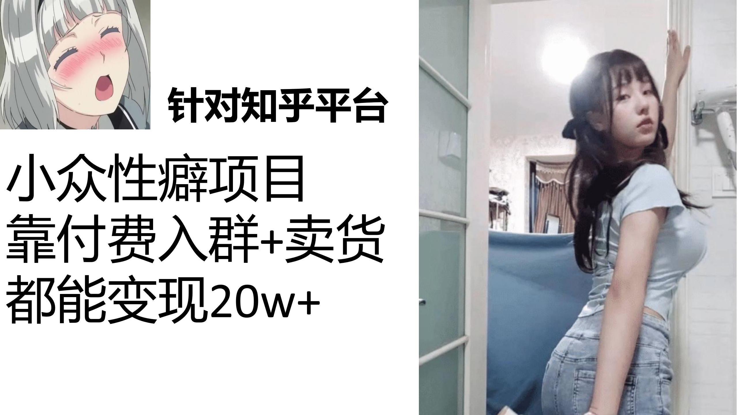 知乎小眾性癖項目，Lsp的錢才是最好賺的，付費(fèi)建群+賣貨變現(xiàn)20w 項目分享