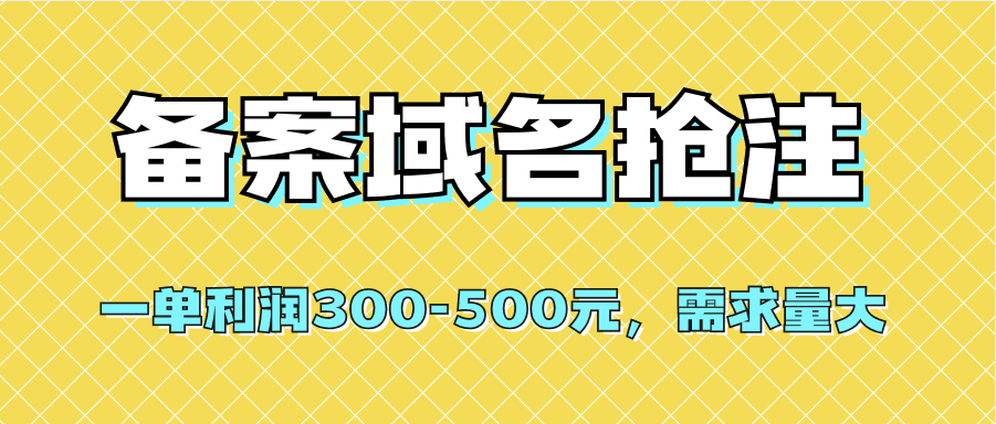 【全網(wǎng)首發(fā)】備案域名搶注，一單利潤300-500元，需求量大 項目分享