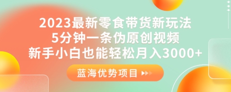2023最新零食帶貨新玩法，5分鐘一條偽原創(chuàng)視頻，新手小白也能輕松月入3000+【揭秘】 項(xiàng)目分享