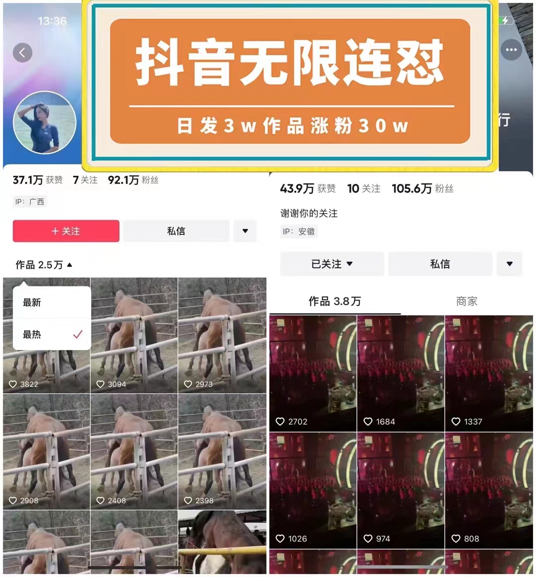 抖音無限連發(fā)技術(shù)！日發(fā)3W條不違規(guī)！1天漲粉30W！ 抖音無限連發(fā)技術(shù)！日發(fā)3W條不違規(guī)！1天漲粉30W！ 項(xiàng)目分享